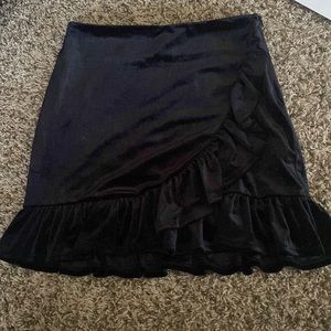 Velvet Ruffle Black Skirt